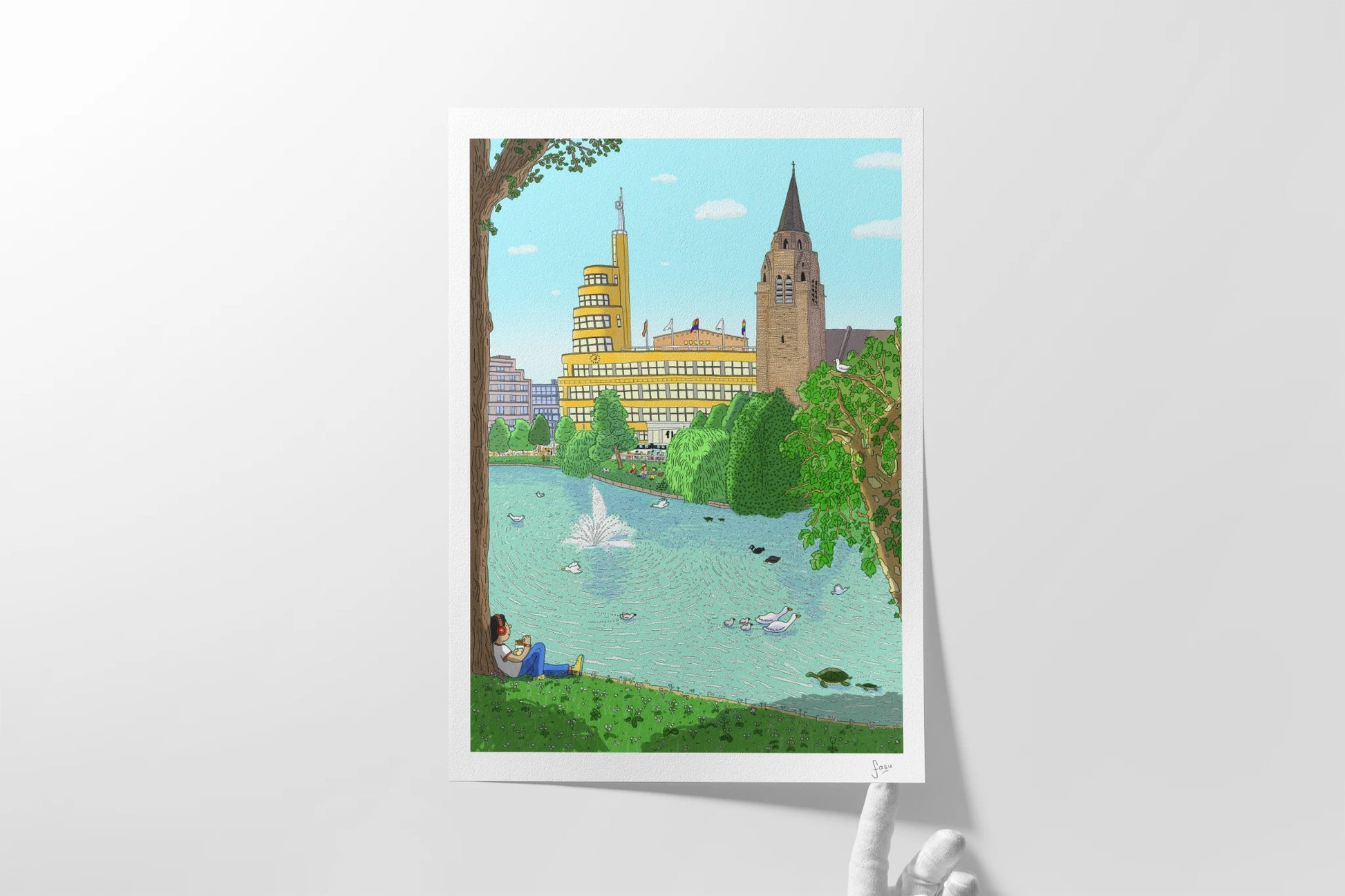 Detail of Etangs d'Ixelles Brussels fine art print by Fasu