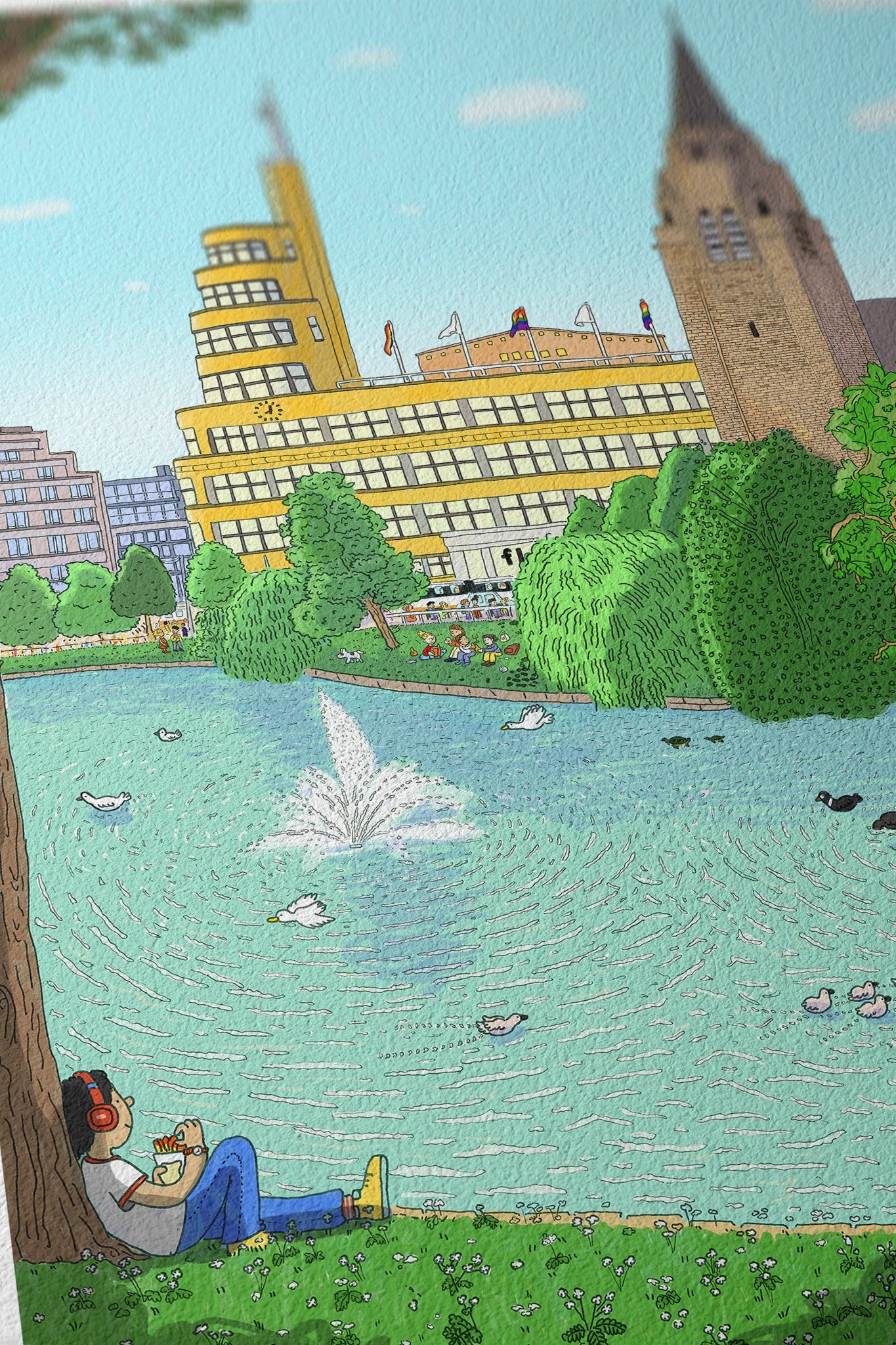 Detail of Etangs d'Ixelles Brussels fine art print by Fasu