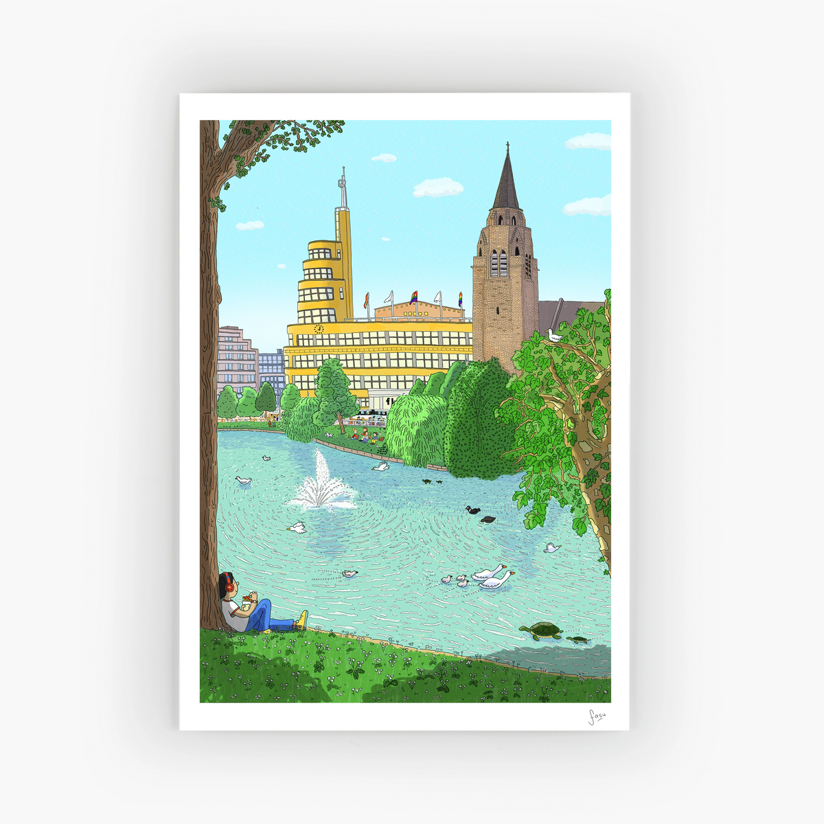 Etangs d'Ixelles Brussels fine art print by Fasu