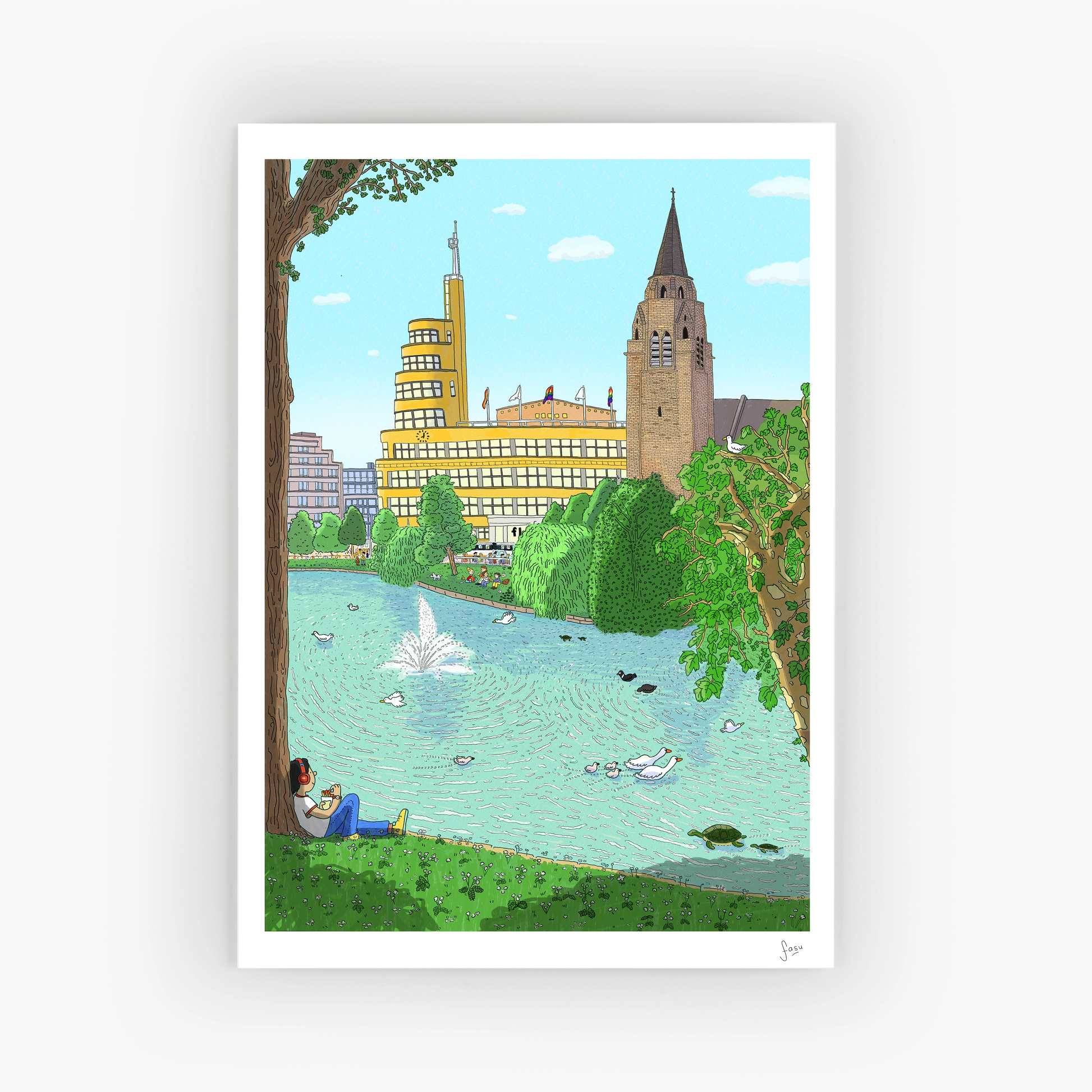 Etangs d'Ixelles Brussels fine art print by Fasu