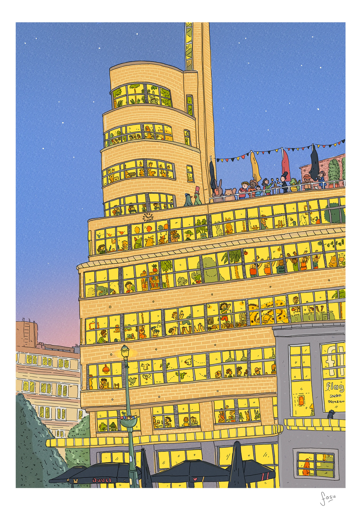Flagey Brussels illustration by Fasu