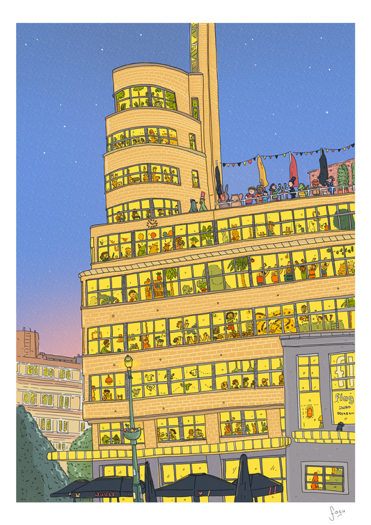 Flagey Brussels illustration by Fasu