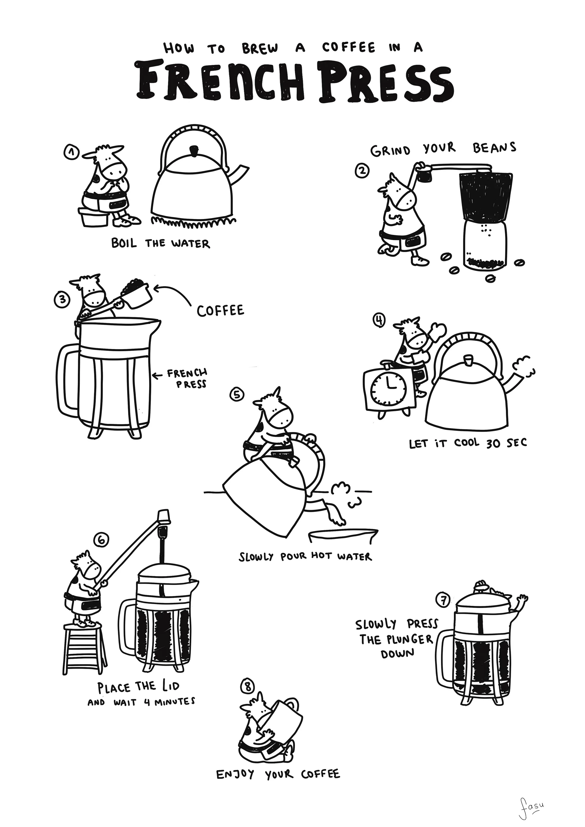French press Brussels illustration by Fasu