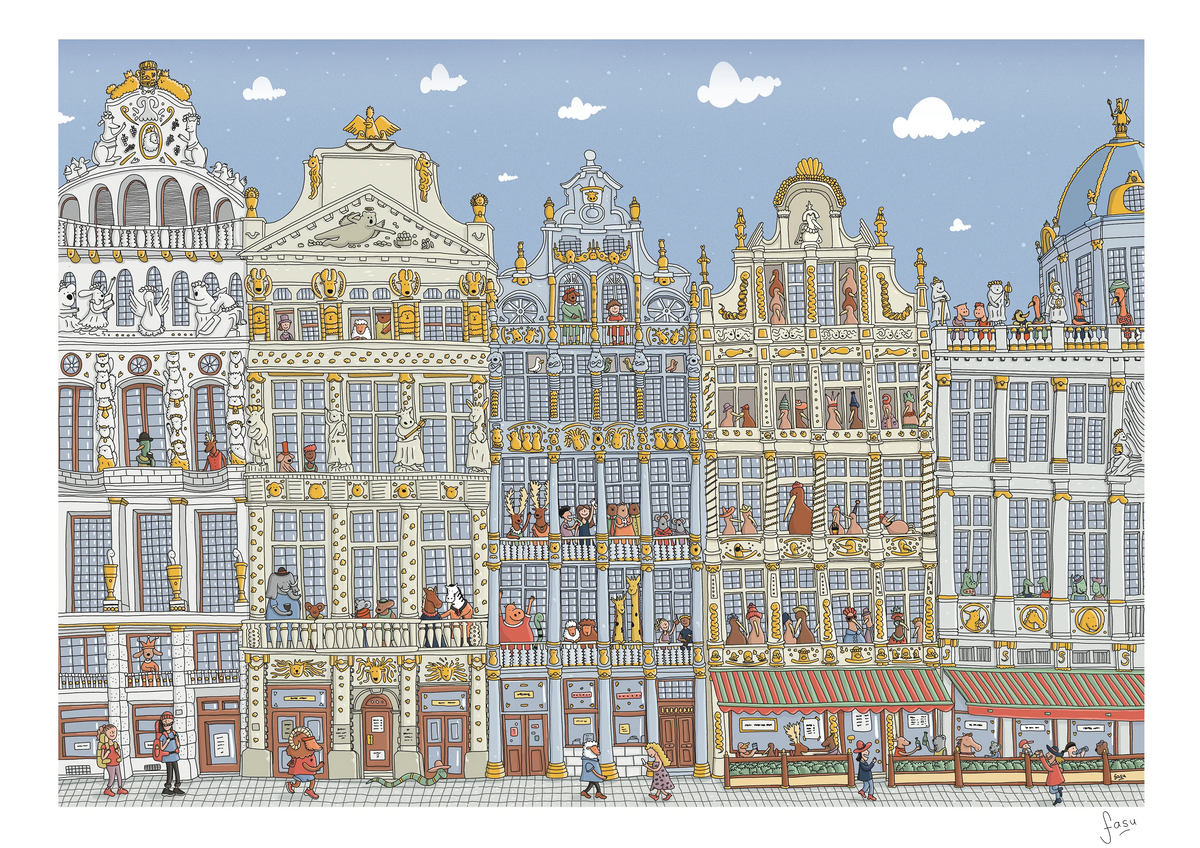 Grand Place Brussels illustration by Fasu