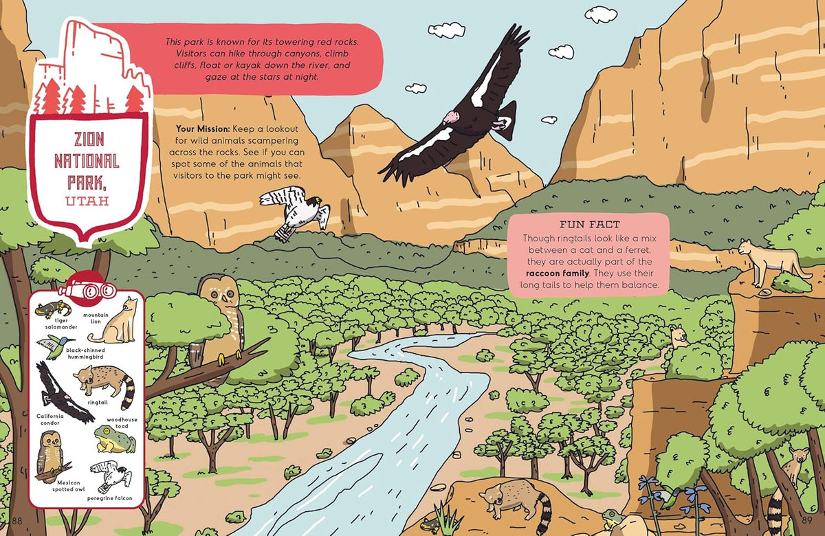 Lonely Planet Kids America's National Parks book illustration spread by Fasu
