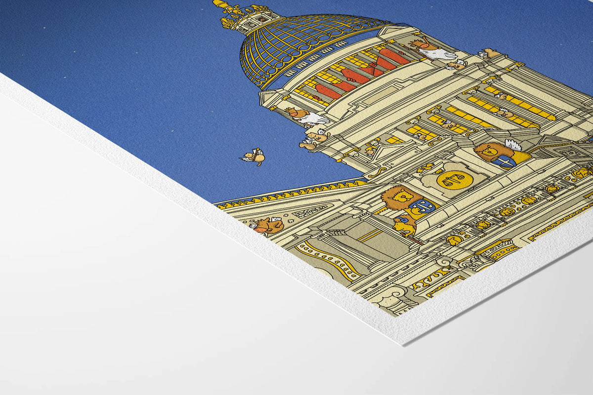 Angled mockup of Palais de Justice Brussels fine art print by Fasu