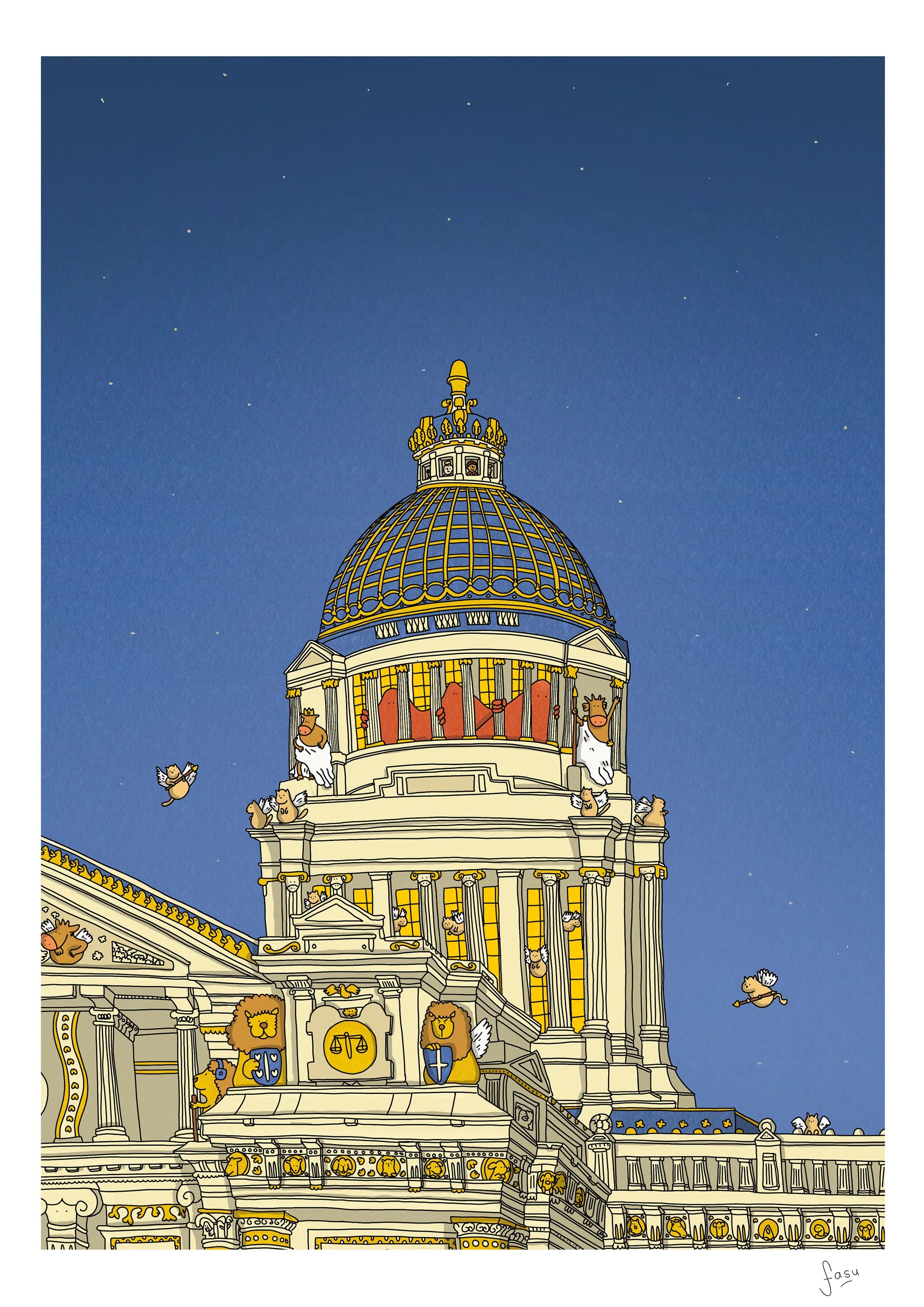 Palais de Justice Brussels illustration by Fasu