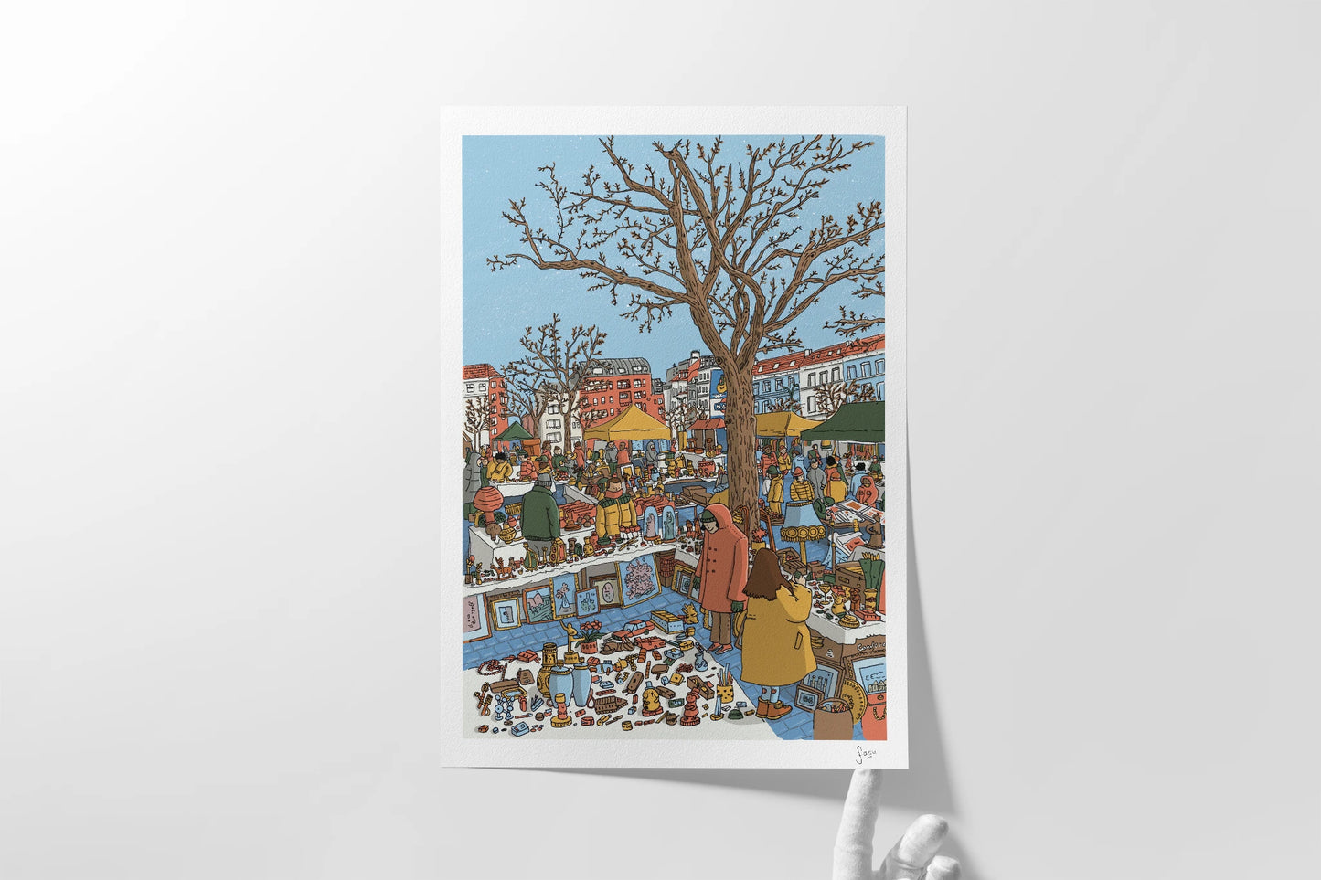Detail of Place du Jeu de Balle Brussels fine art print by Fasu