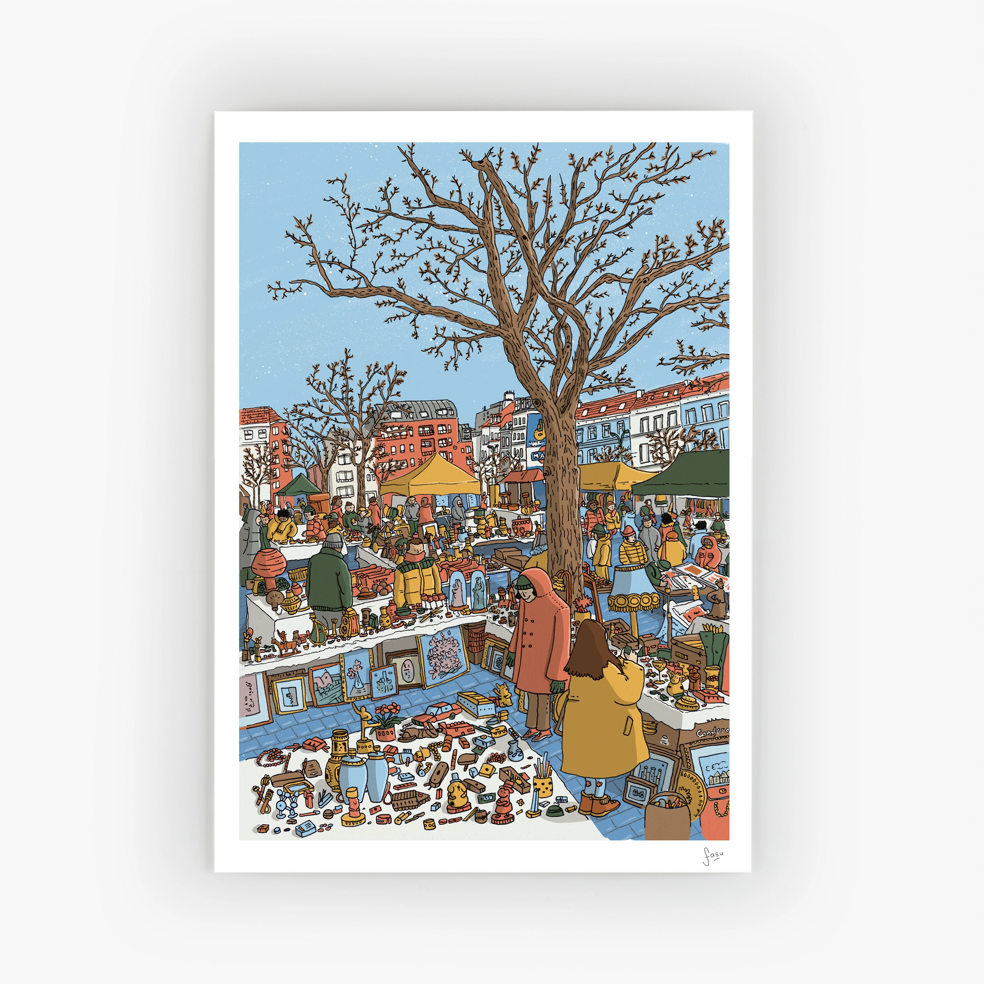 Place du Jeu de Balle Brussels fine art print by Fasu