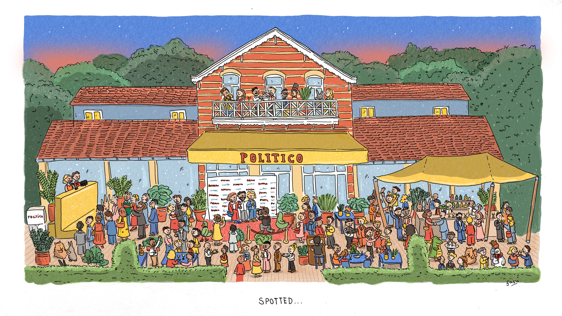 POLITICO year-end party illustration by Fasu