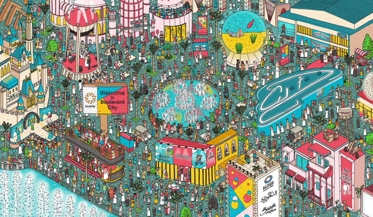 Boulevard City illustration for the Government of Saudi Arabia by Fasu