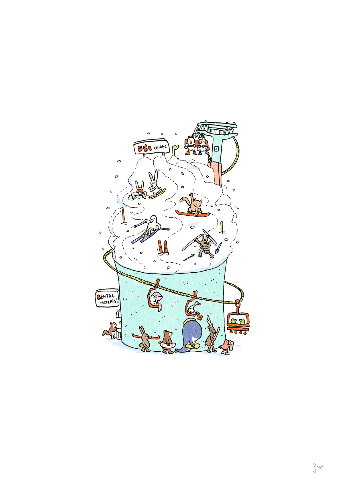 Ski Center illustration artwork by Fasu