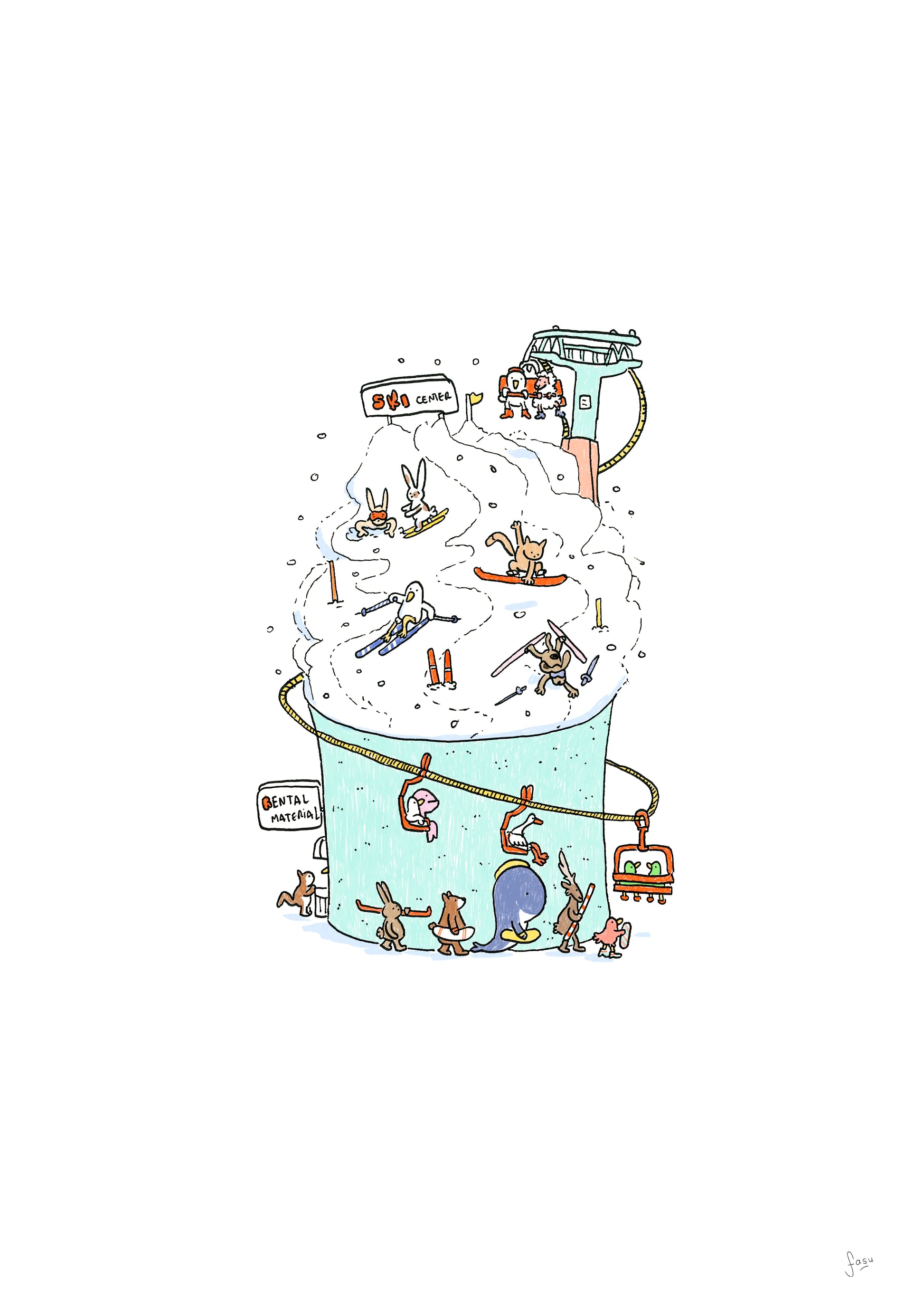 Ski Center illustration artwork by Fasu