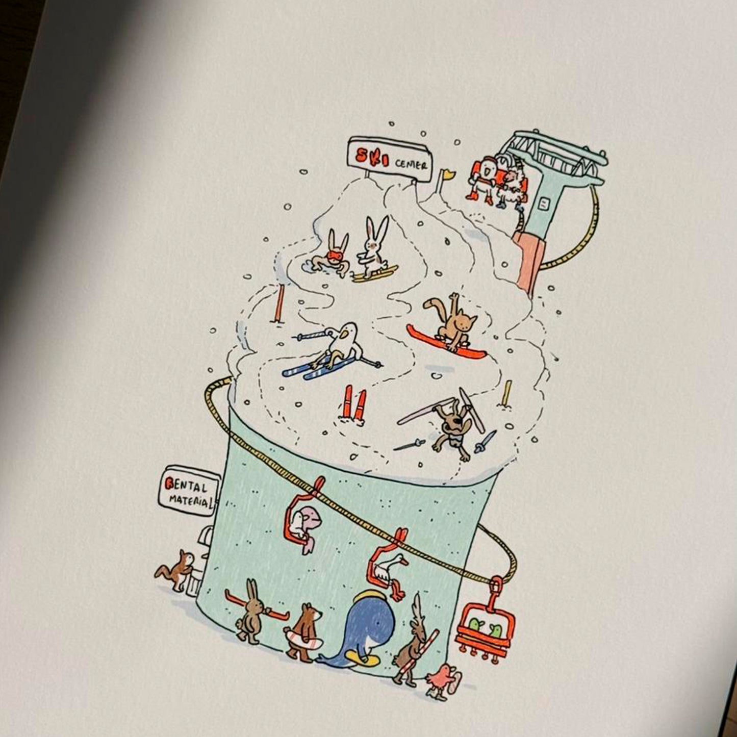 Detail of Ski Center fine art print by Fasu