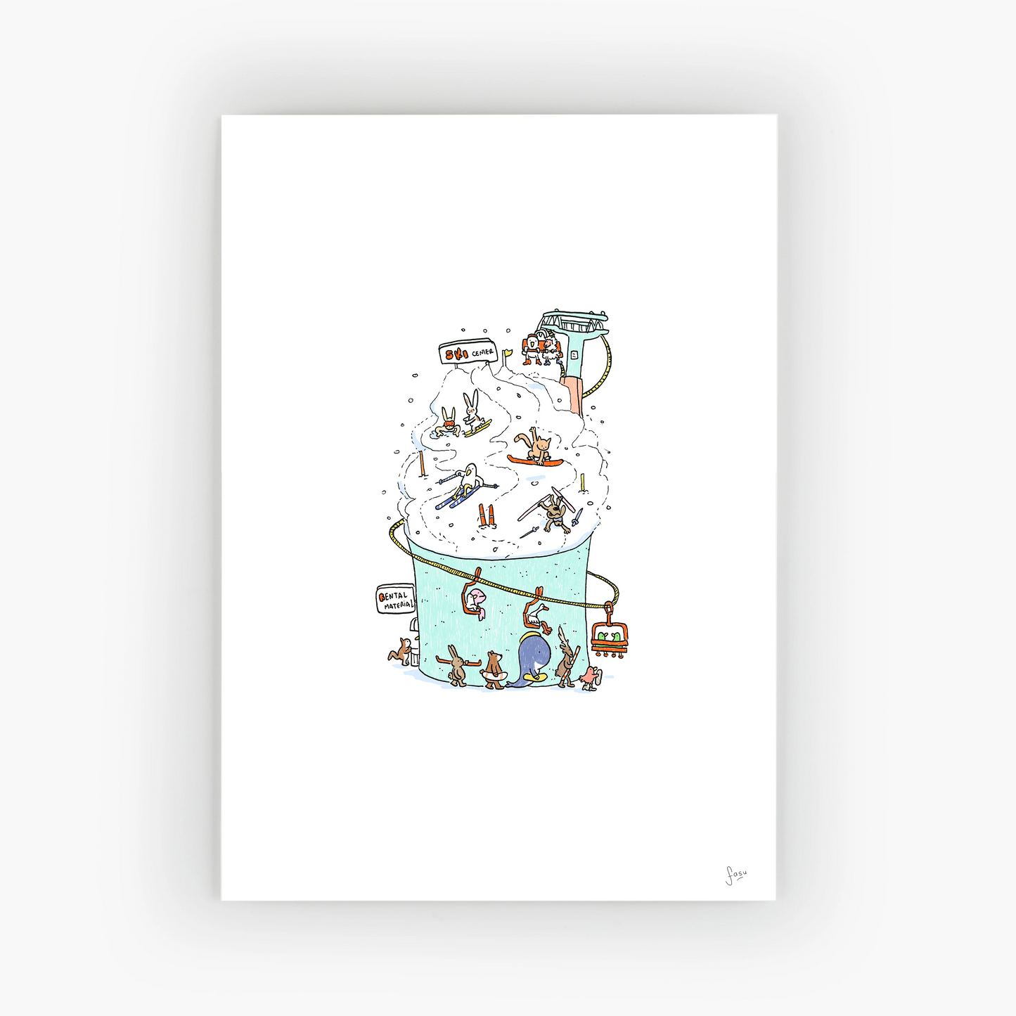 Ski Center illustration fine art print by Fasu