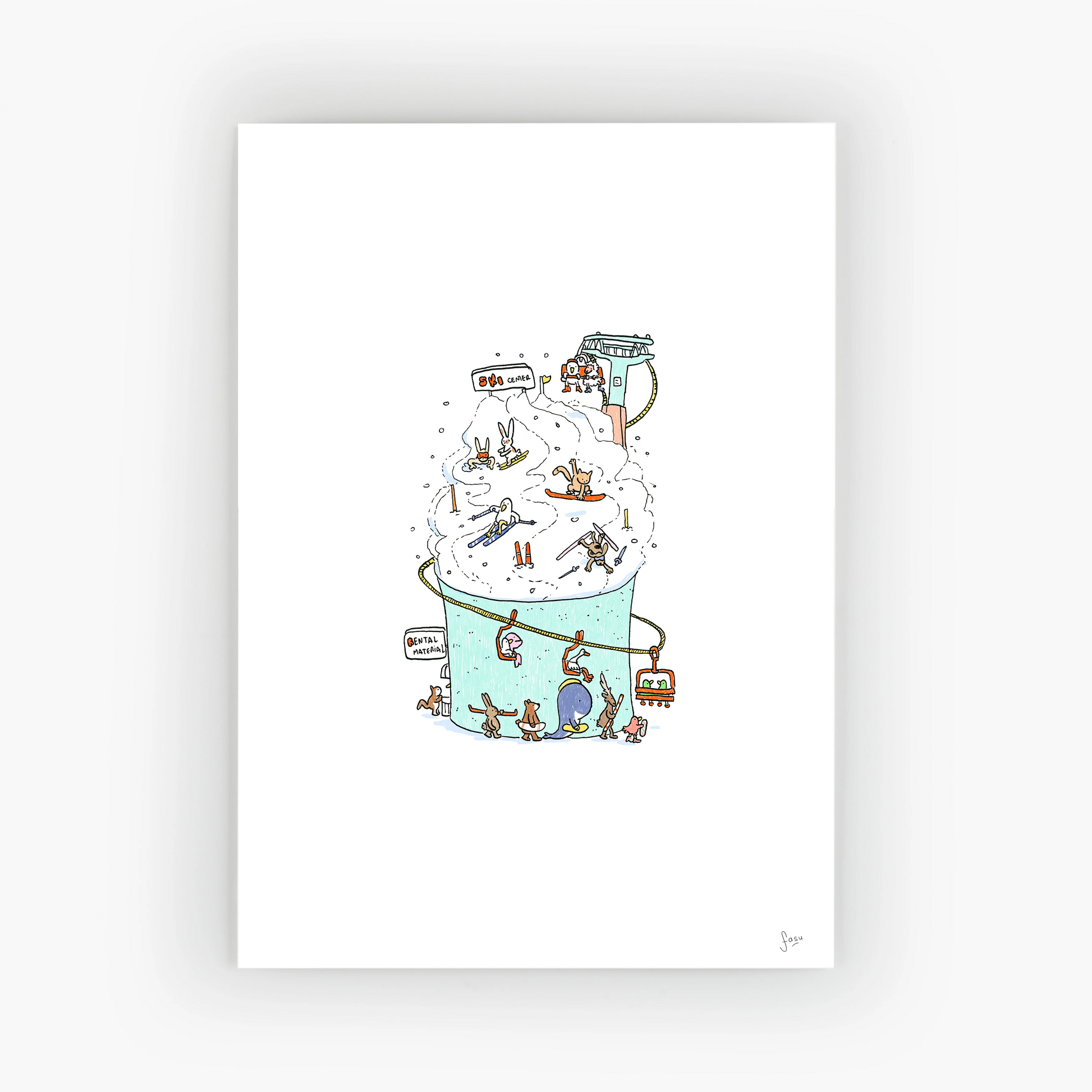 Ski Center illustration fine art print by Fasu